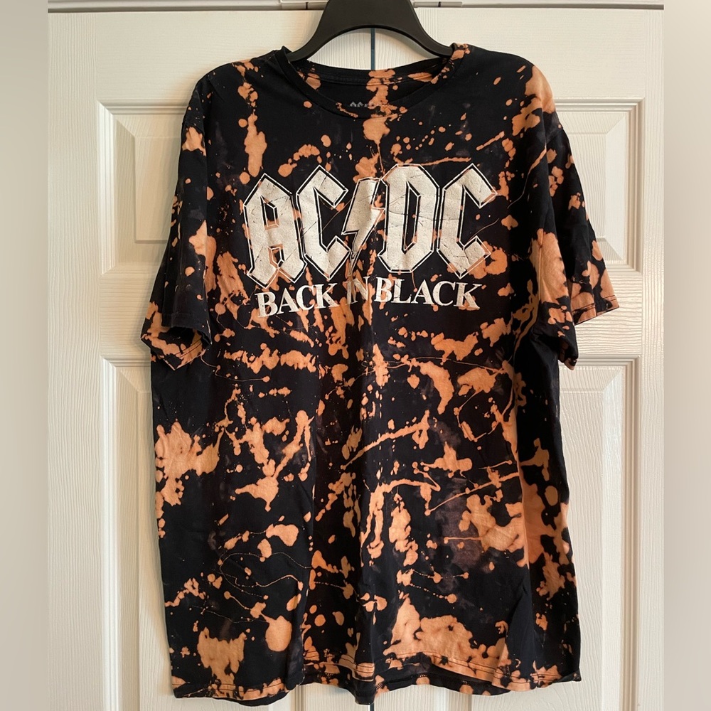 AC/DC black splatter tshirt from Etsy